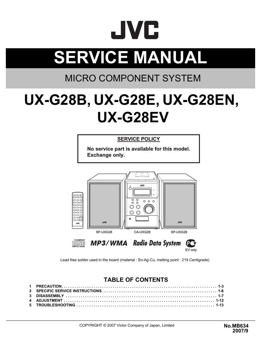Jvc UXG 28 Service Manual