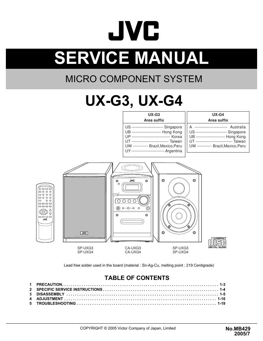 Jvc UXG 3 Service Manual