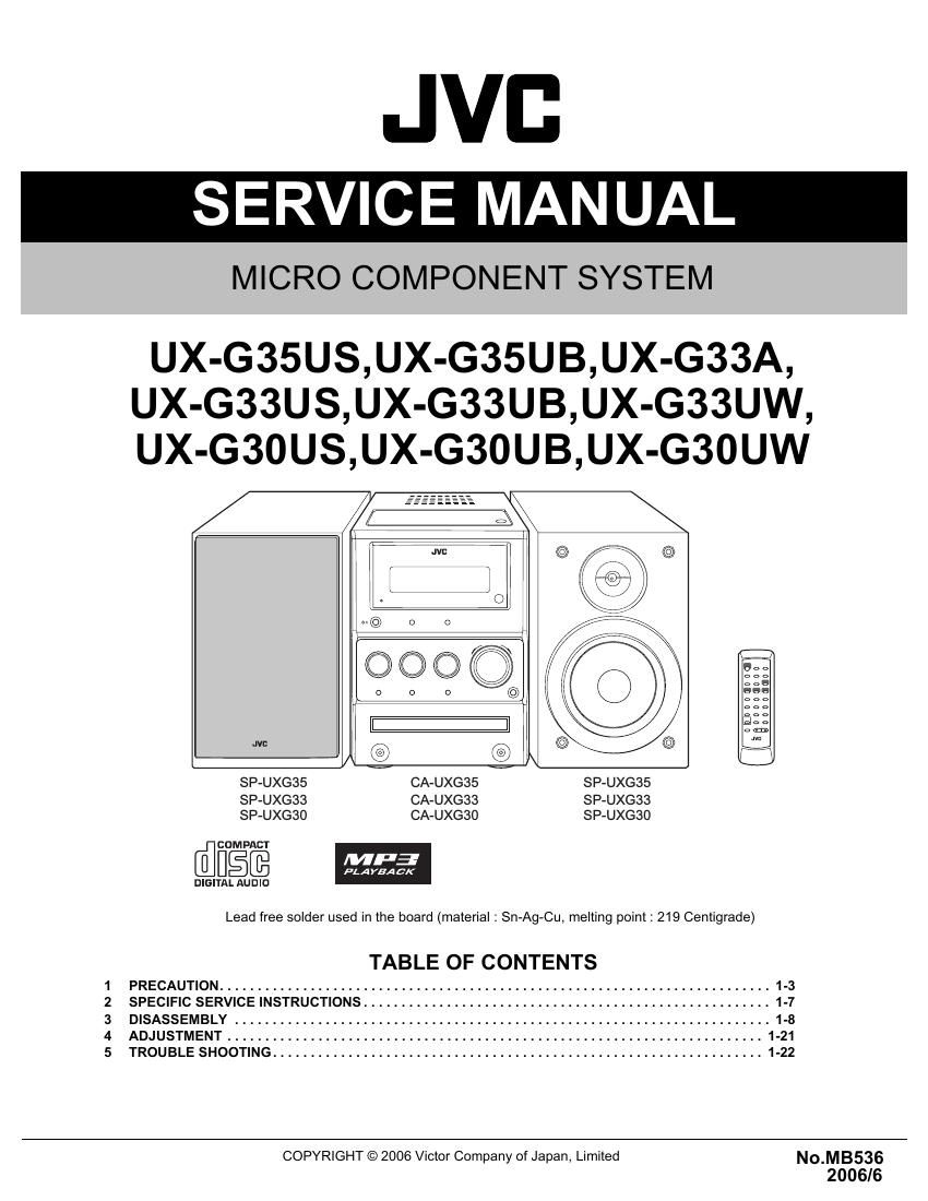 Jvc UXG 30 Service Manual