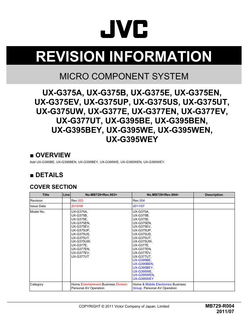 Jvc UXG 375 Service Manual Info 2