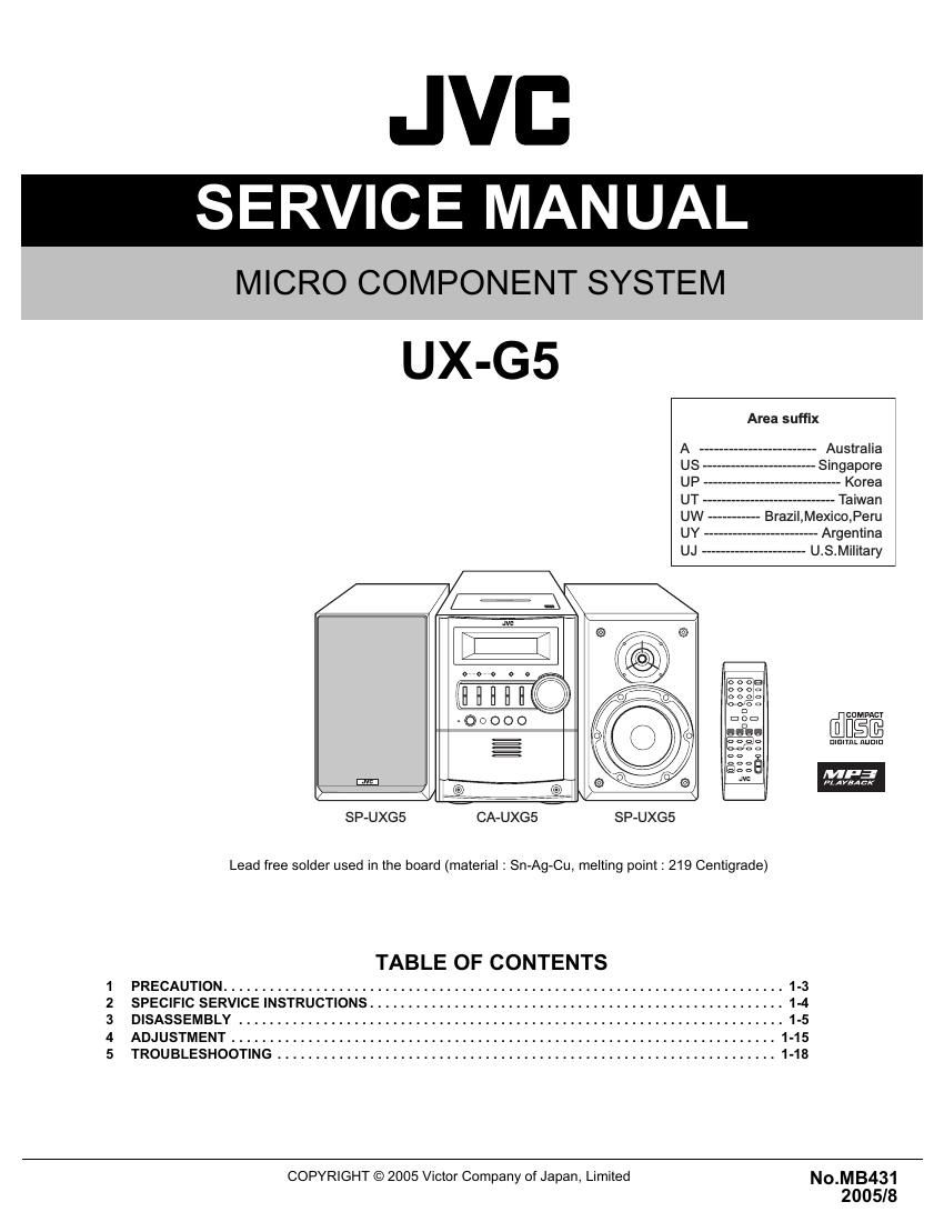 Jvc UXG 5 Service Manual