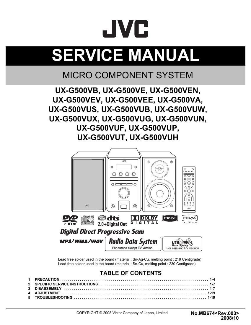 Jvc UXG 500 Service Manual