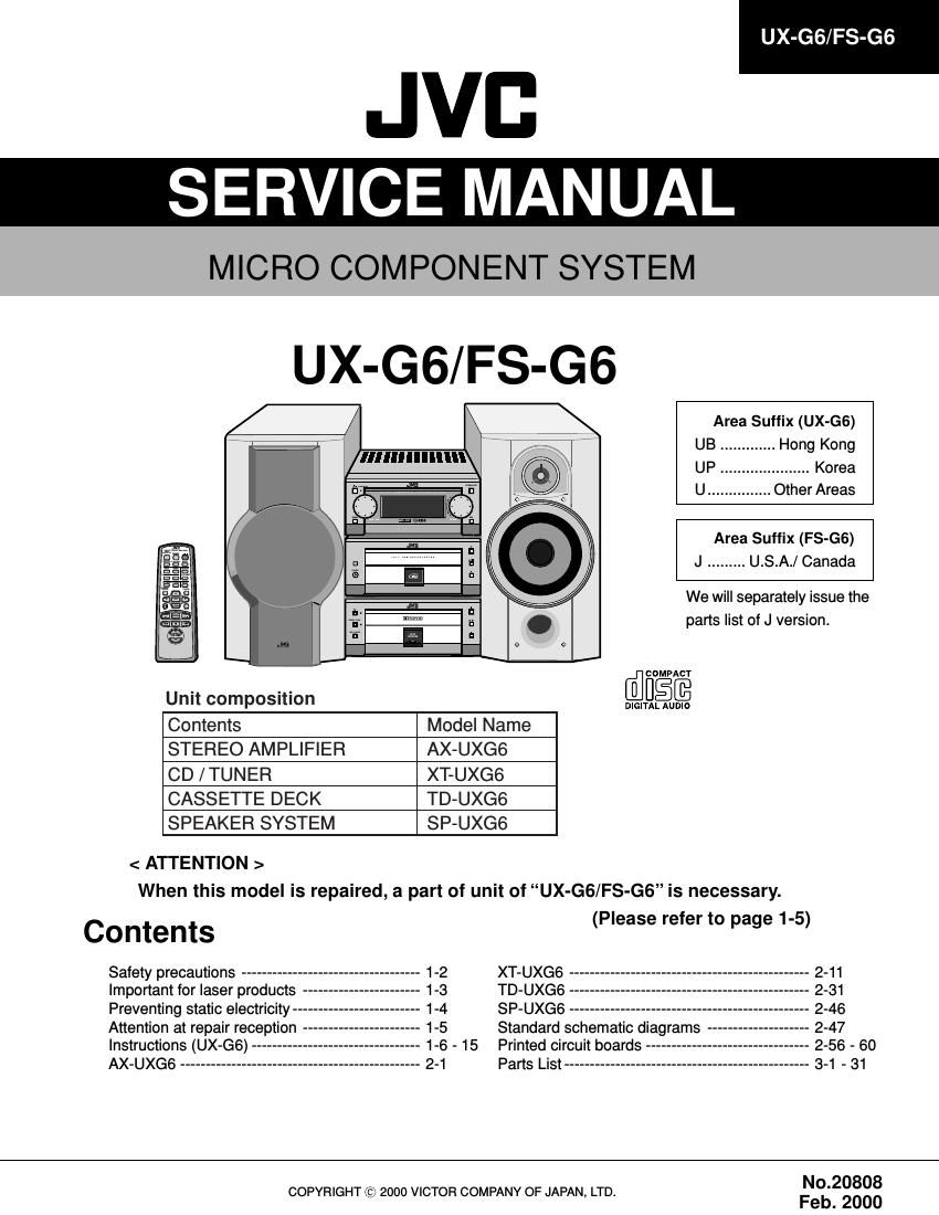 Jvc UXG 6 Service Manual
