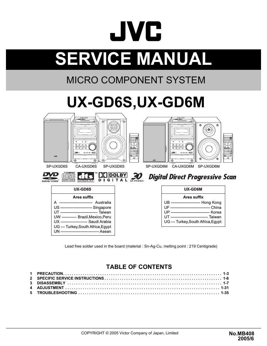 Jvc UXGD 6 Service Manual
