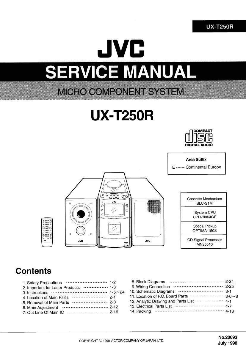 Jvc UXT 250 R Service Manual