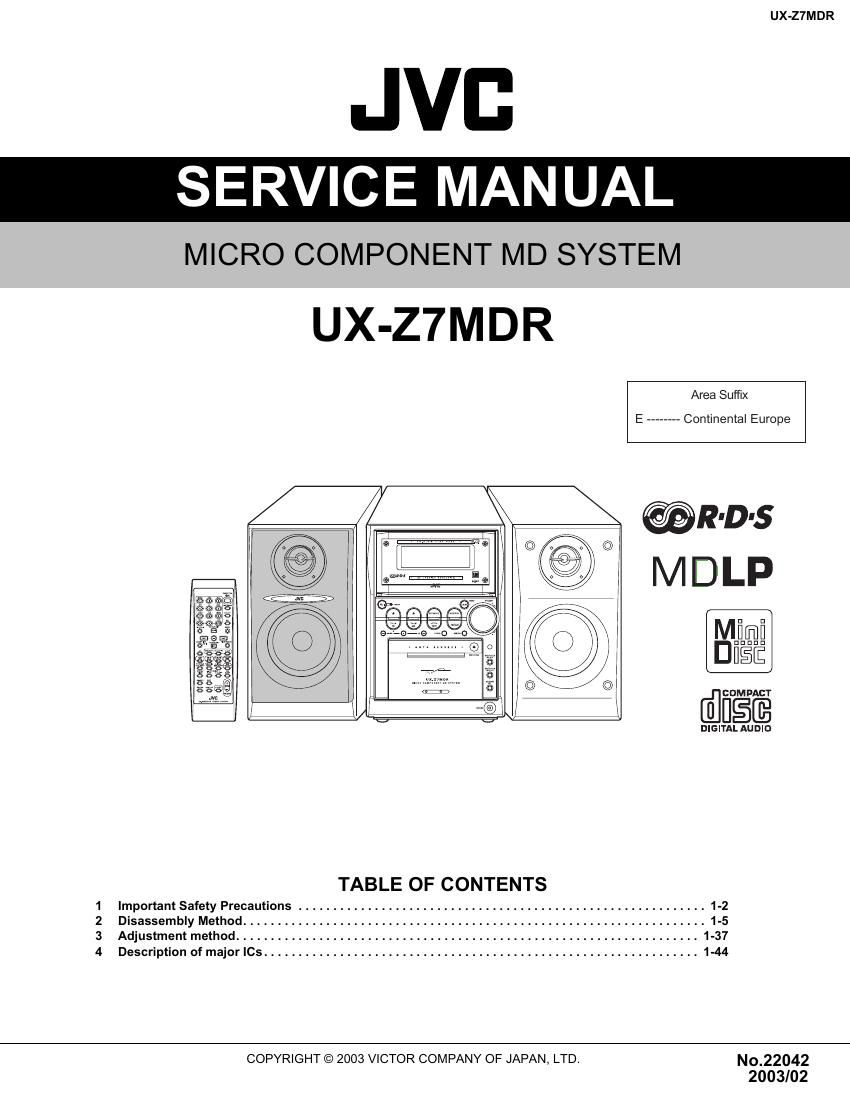 Jvc UXZ 7 MDR Service Manual