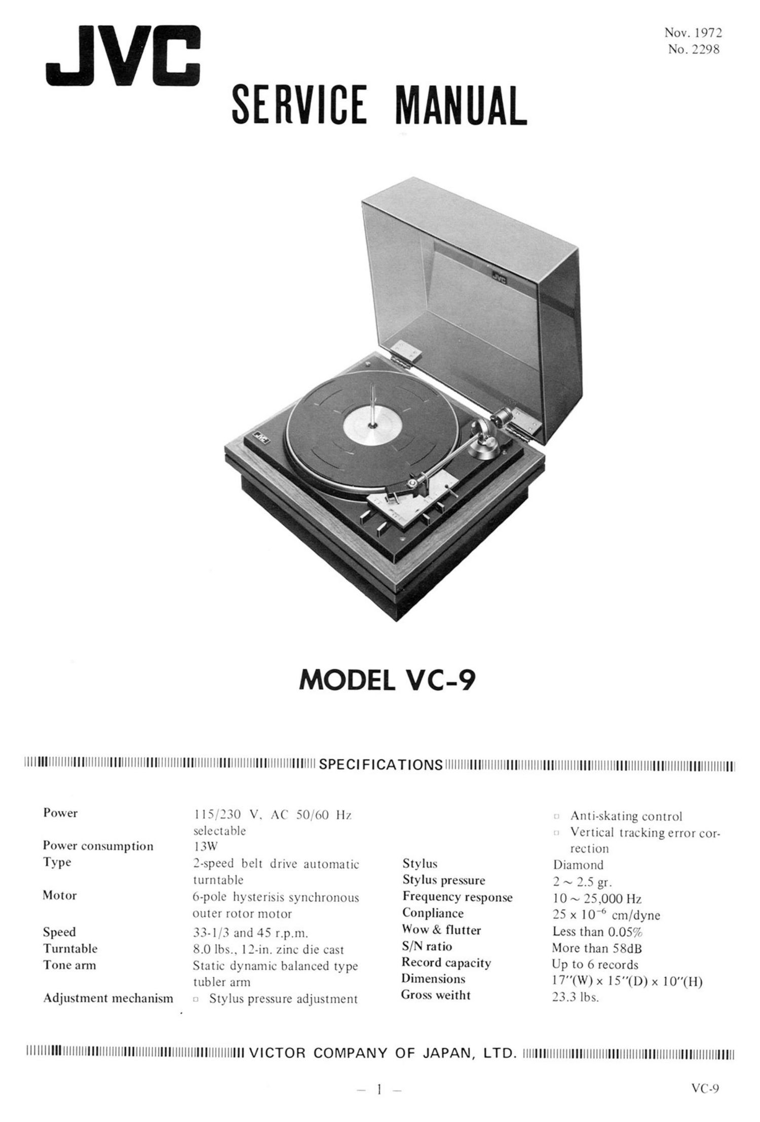 Jvc VC 9 Service Manual