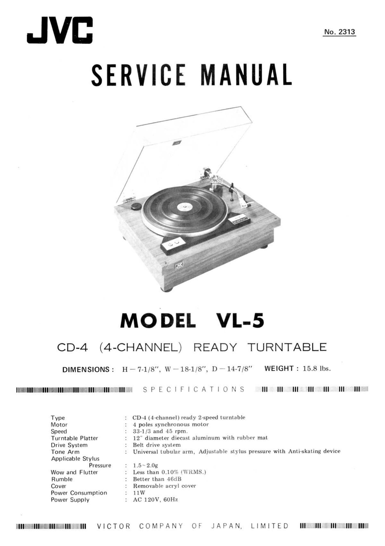 Jvc VL 5 Service Manual