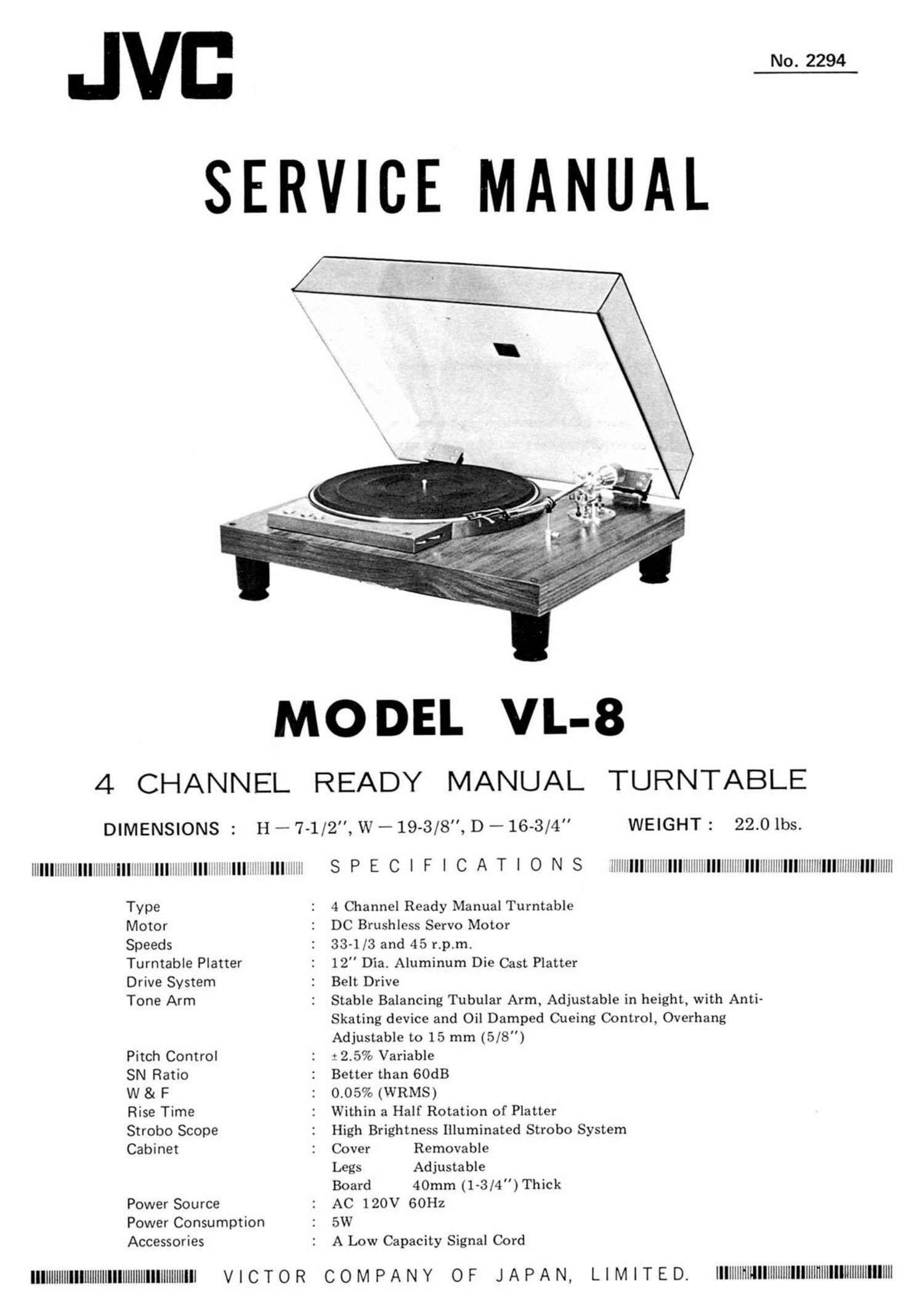 Jvc VL 8 Service Manual