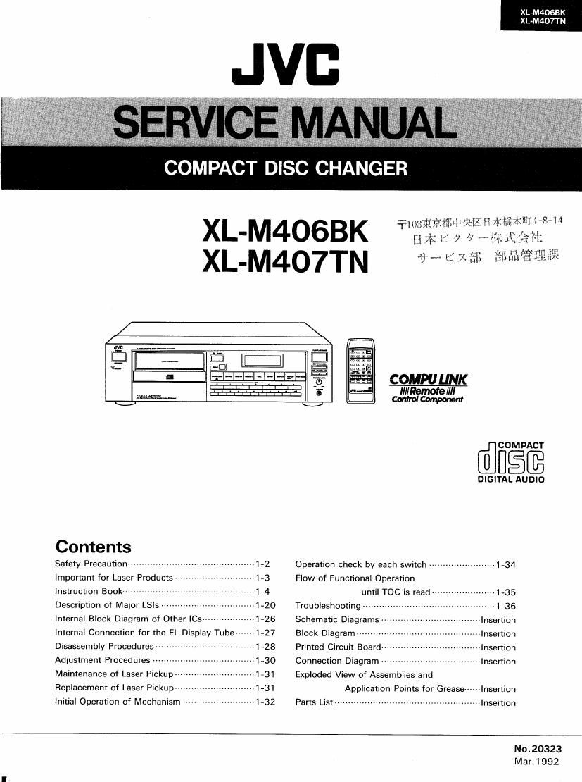 Free download Jvc XLM 407 TN Service Manual