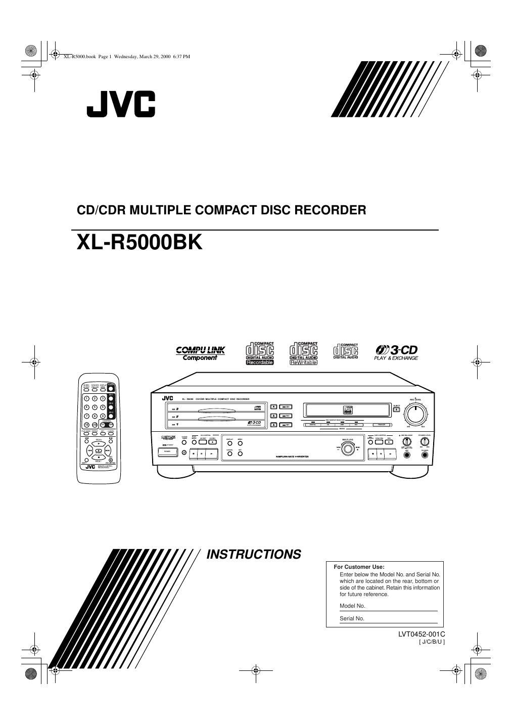 Jvc XLR 5000 BK Owners Manual