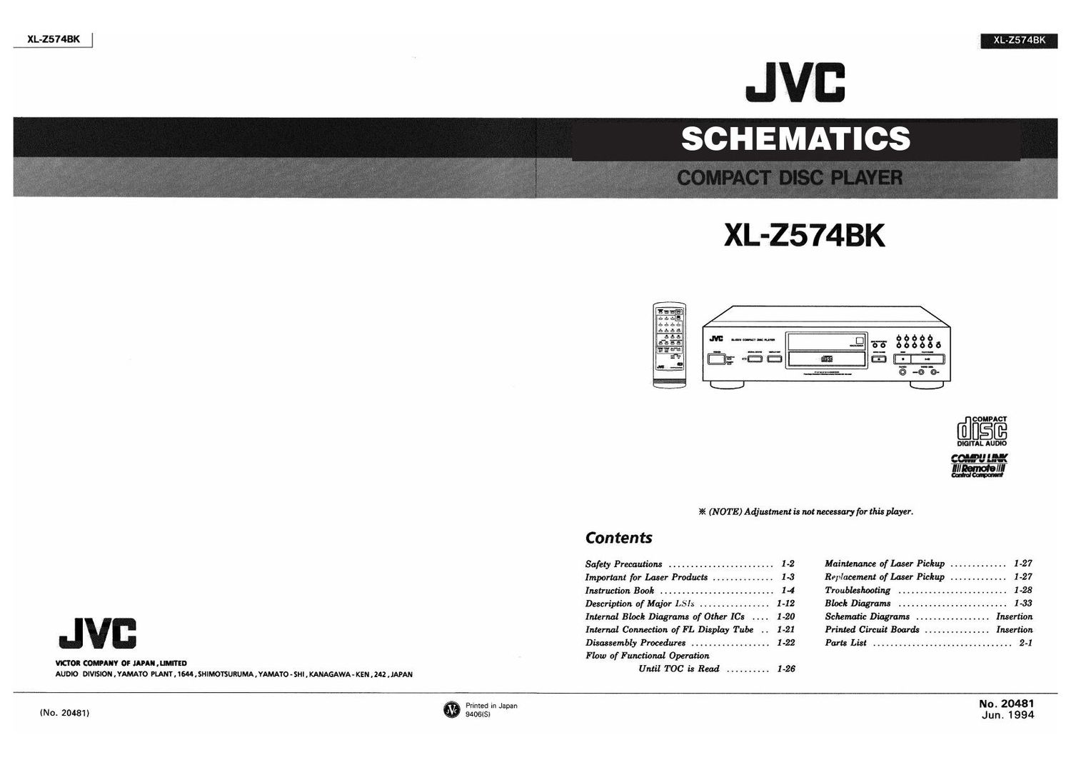 Jvc XLZ 574 BK Schematic