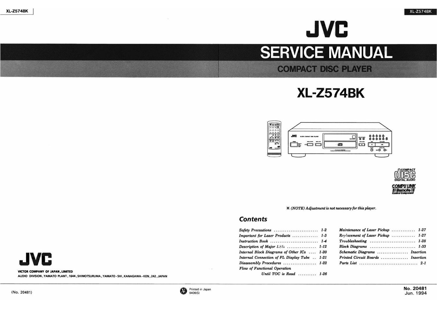 Jvc XLZ 574 BK Service Manual