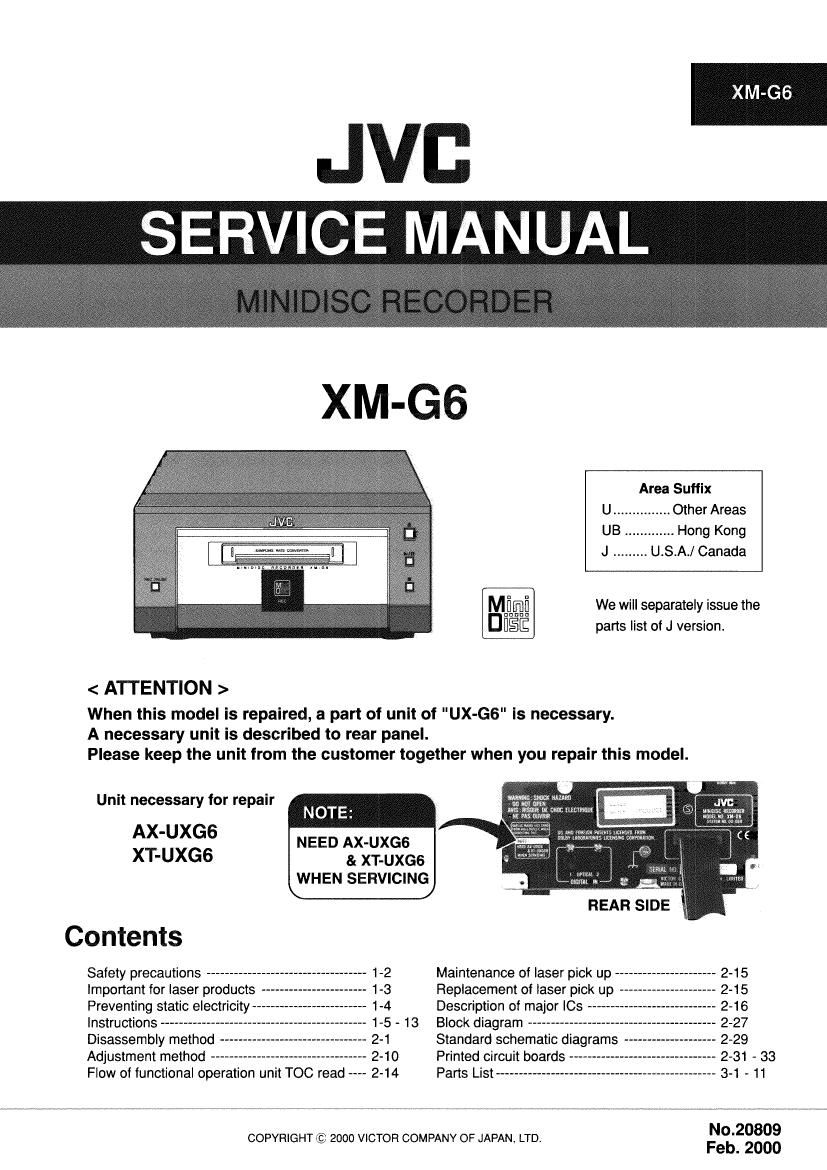 Jvc XMG 6 Service Manual