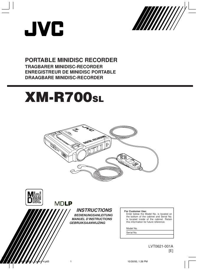 Jvc XMR 700 SL Owners Manual