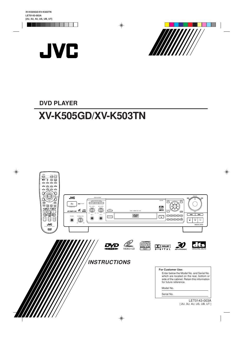 Jvc XVK 505 GD Owners Manual