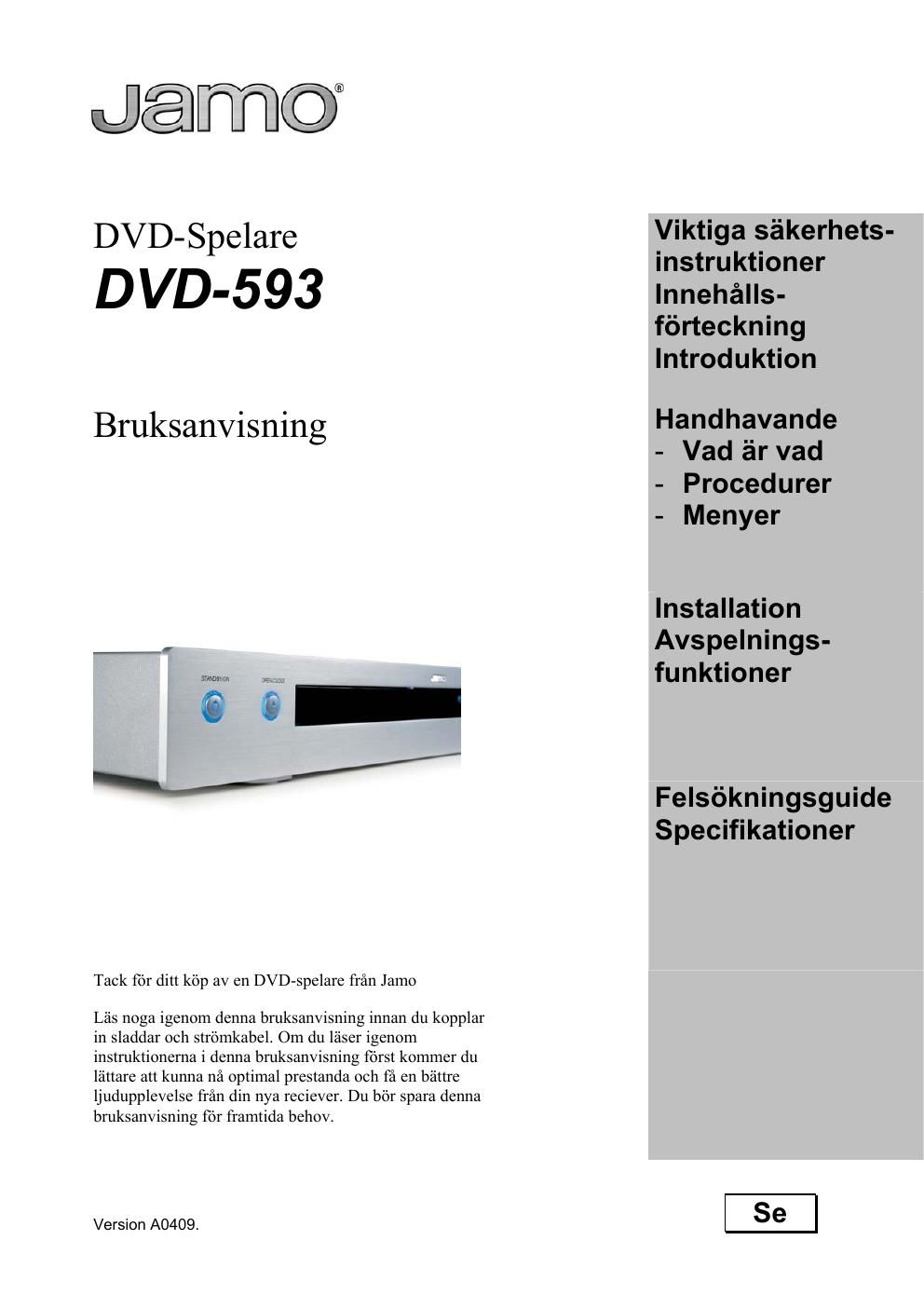 jamo dvd 593 owners manual