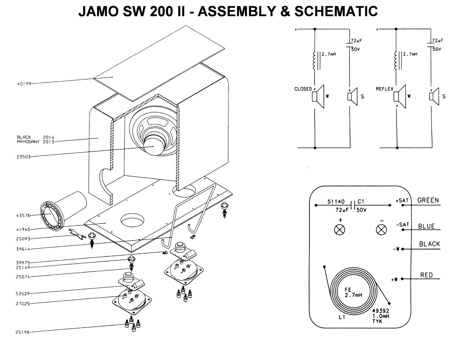 jamo sw 200 ii schematic assembly