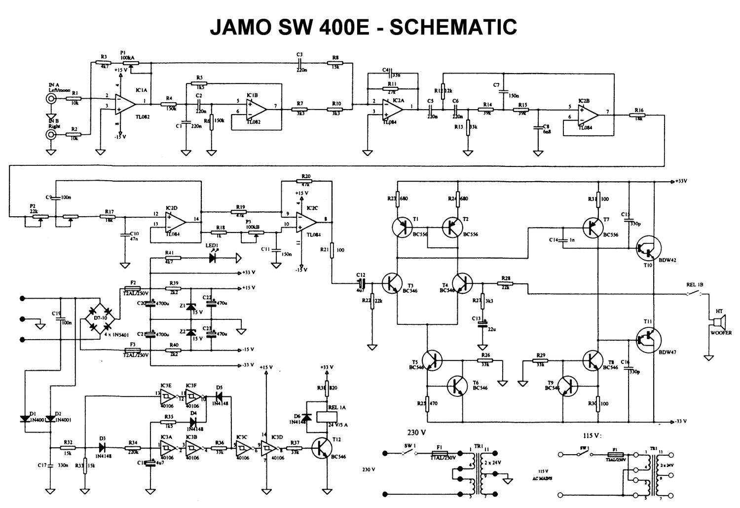 jamo sw 400e schematic