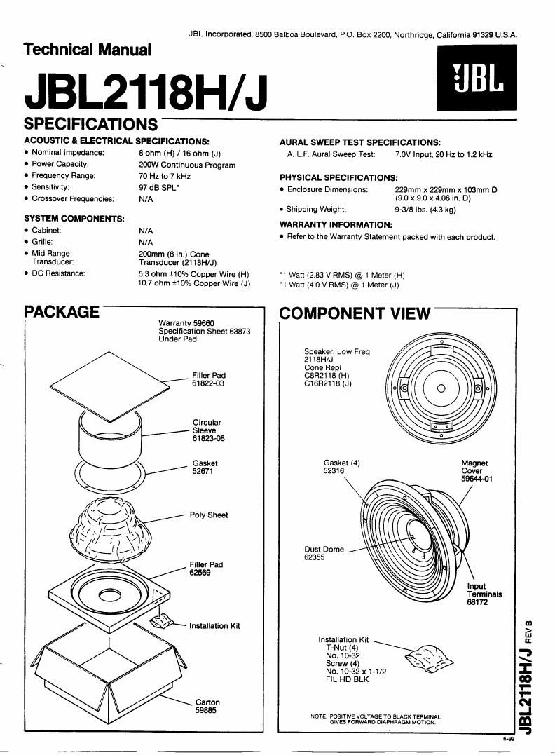 jbl 2118 h service manual