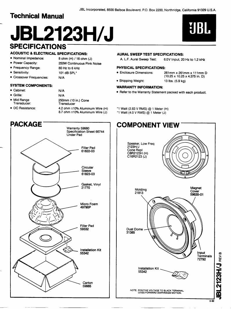 jbl 2123 h service manual