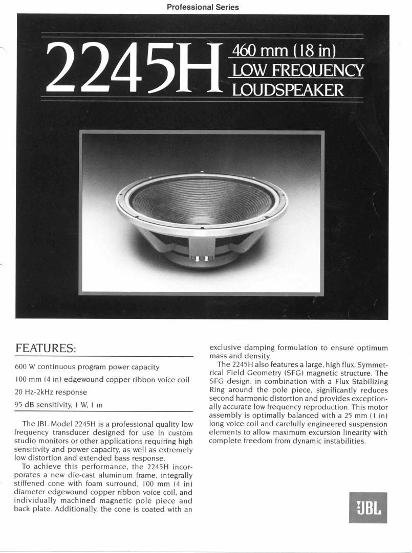 jbl 2245 h brochure