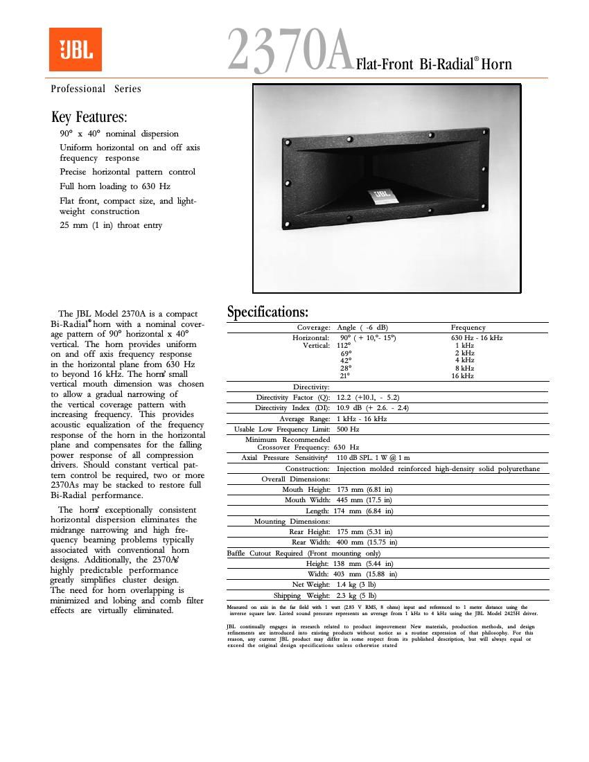 jbl 2370 a brochure