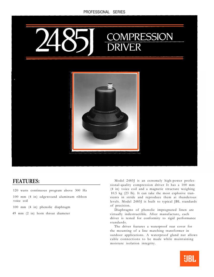 jbl 2485 j brochure