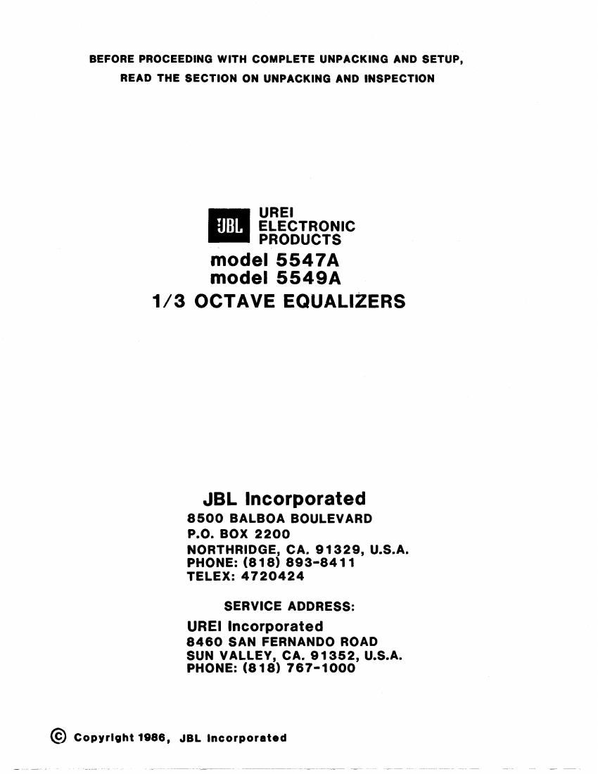 jbl 5547 a service manual