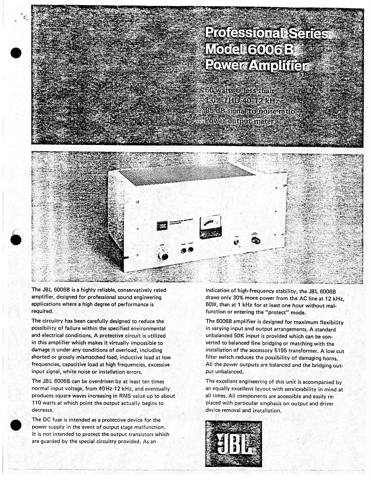 JBL 6006B Schematic