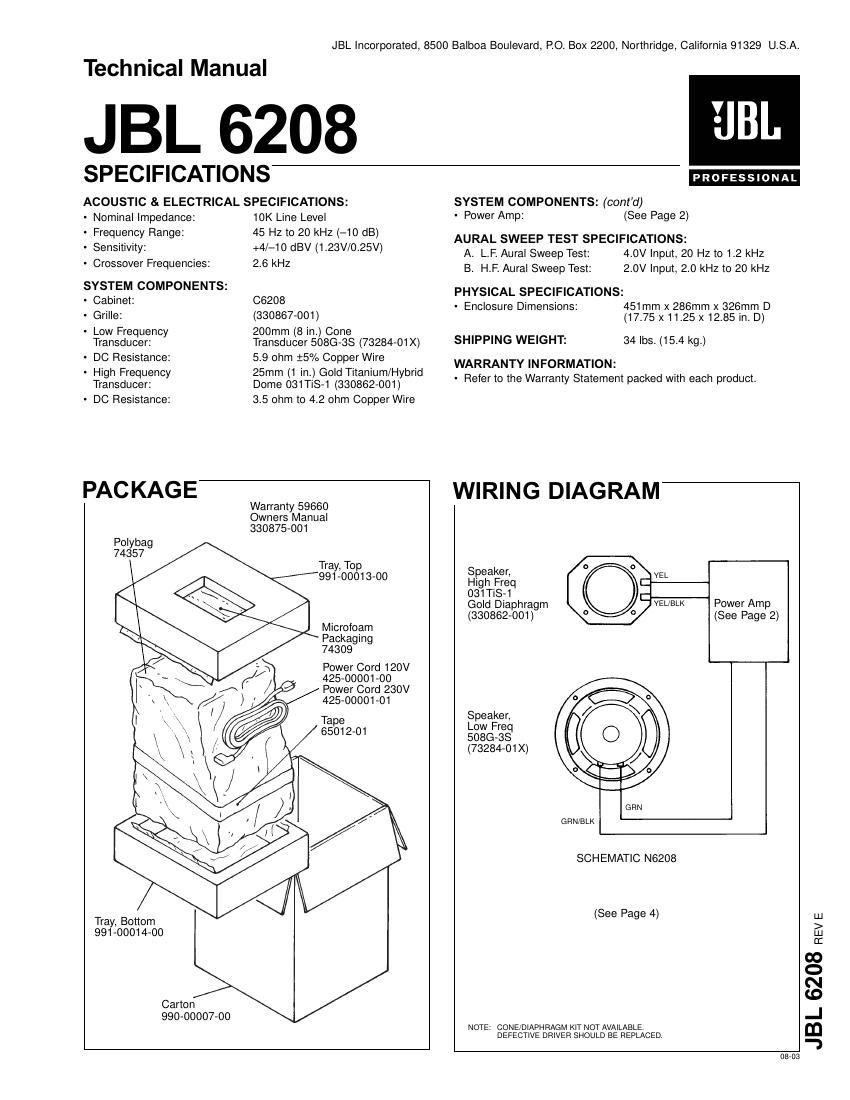 jbl 6208 service manual