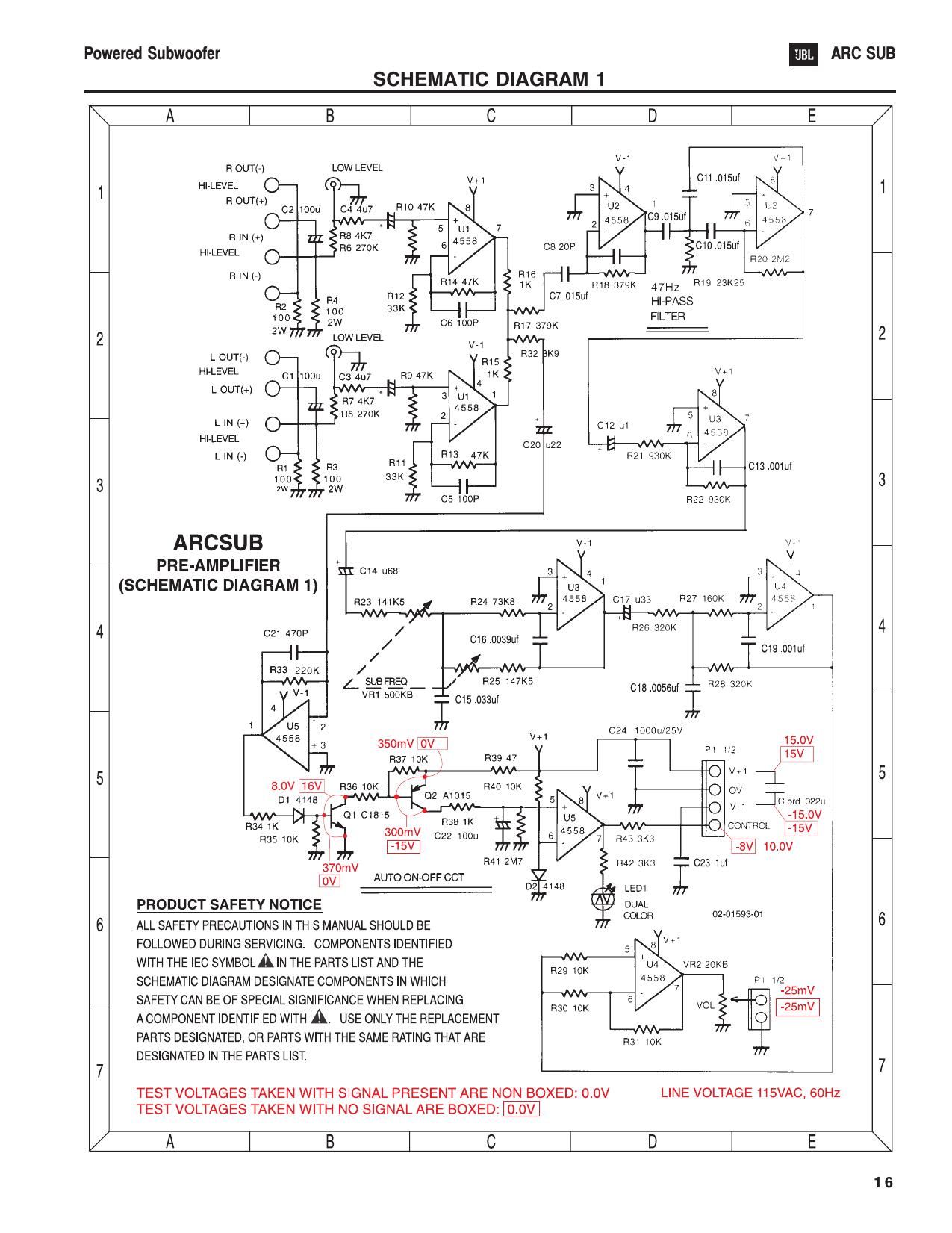 JBL ARC SUB Schematic