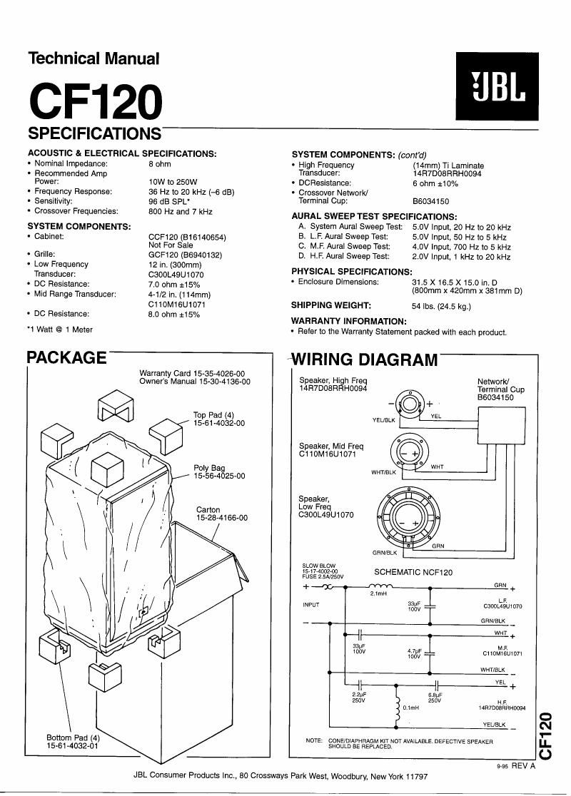 jbl cf 120 service manual