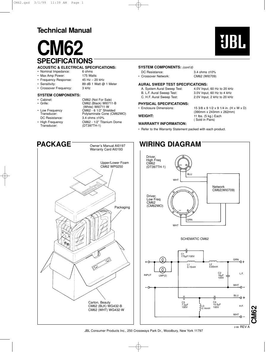 jbl cm 62 service manual