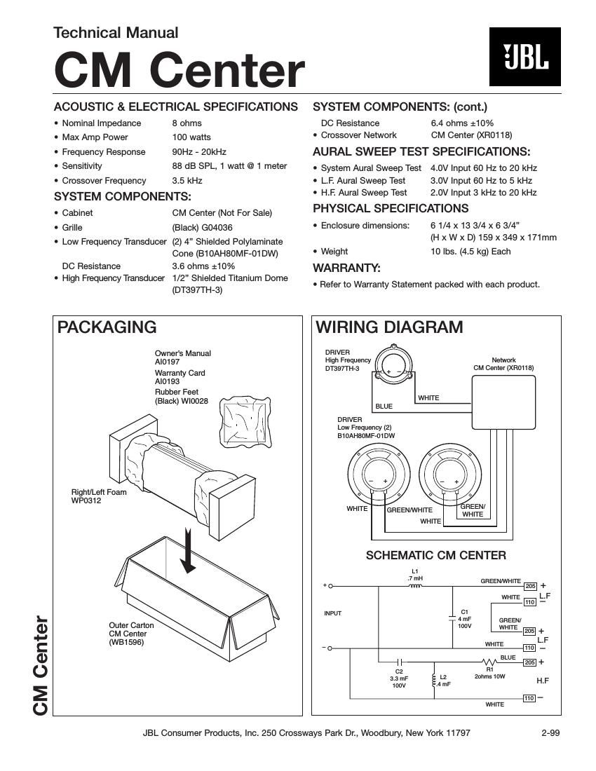 jbl cm center service manual