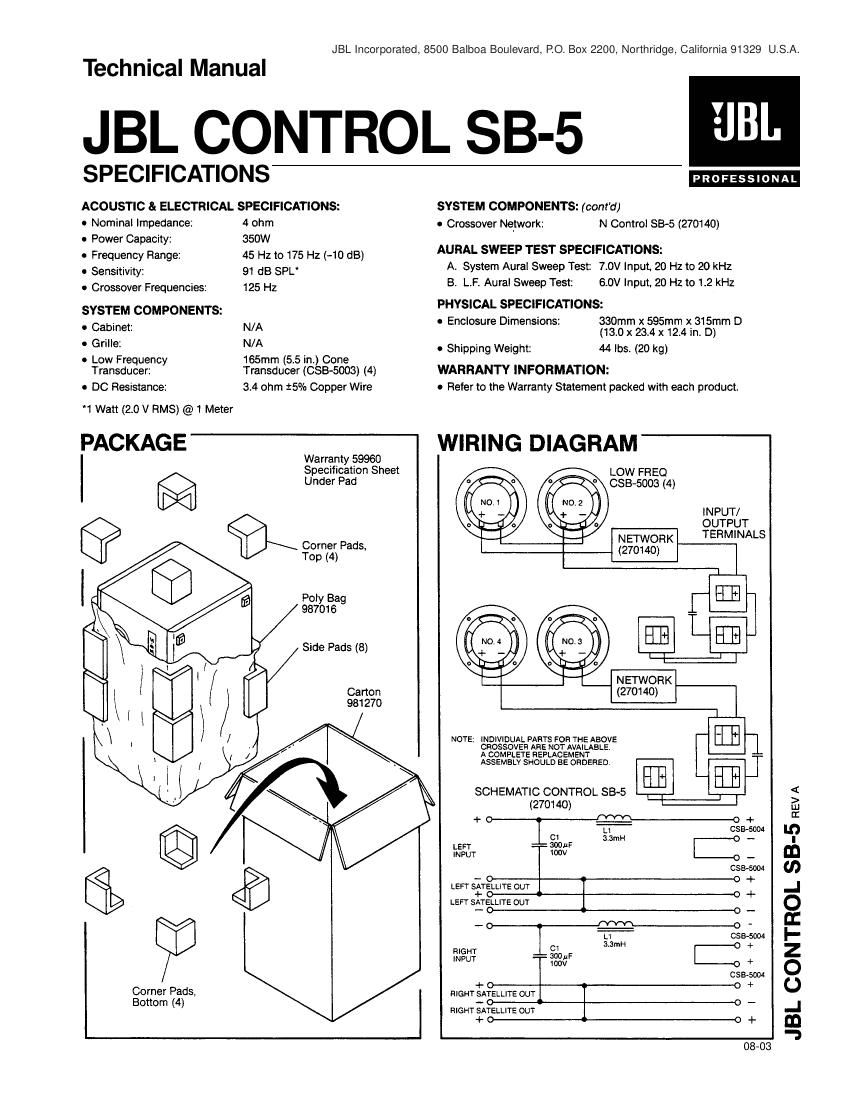 jbl control sb 5 service manual
