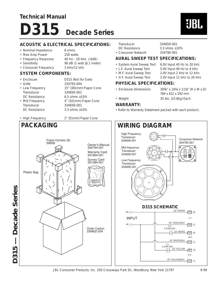 jbl d 315 service manual