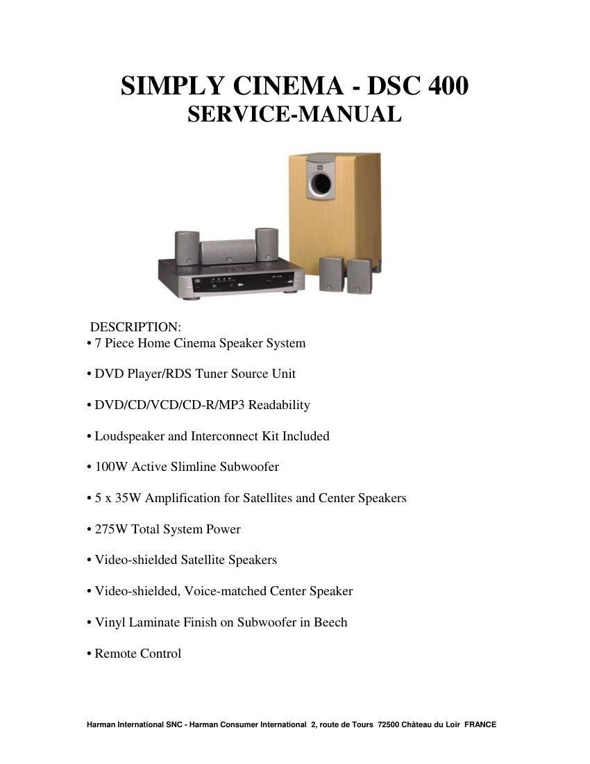 jbl dsc 400 service manual