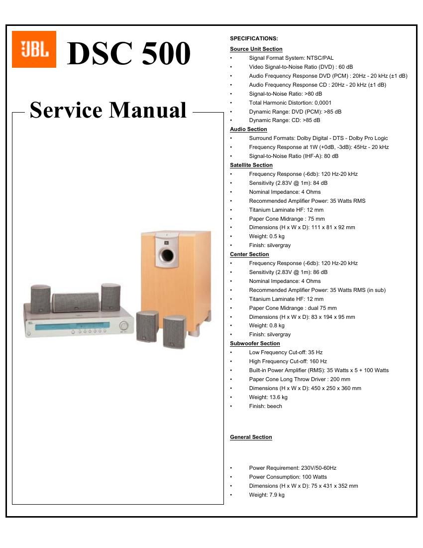 jbl dsc 500 service manual