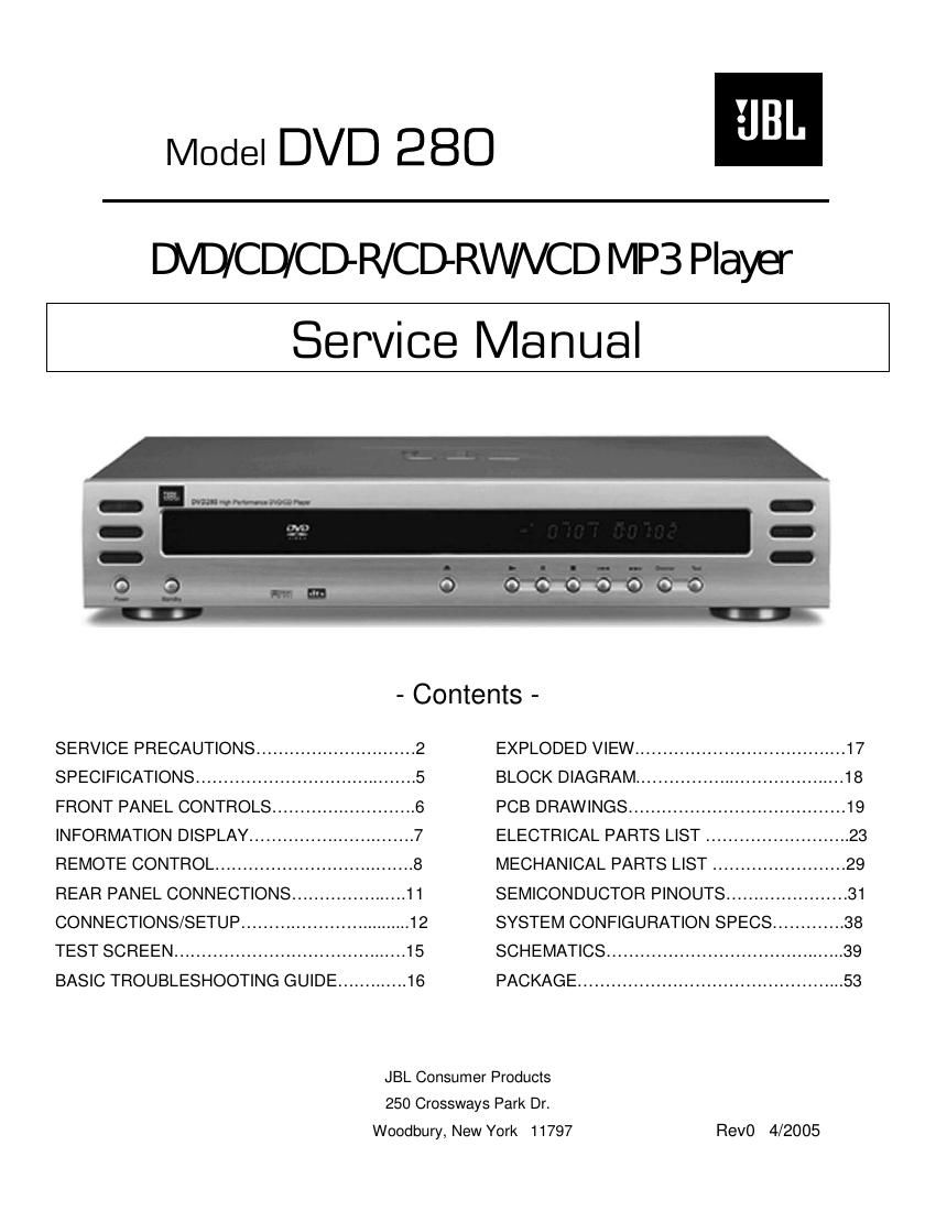 jbl dvd 280 service manual