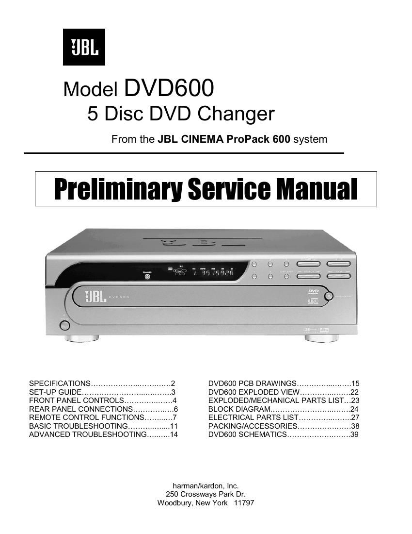 jbl dvd 600 service manual