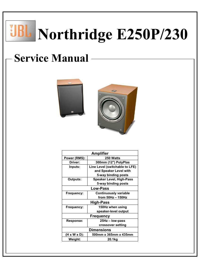 jbl e 230 p service manual