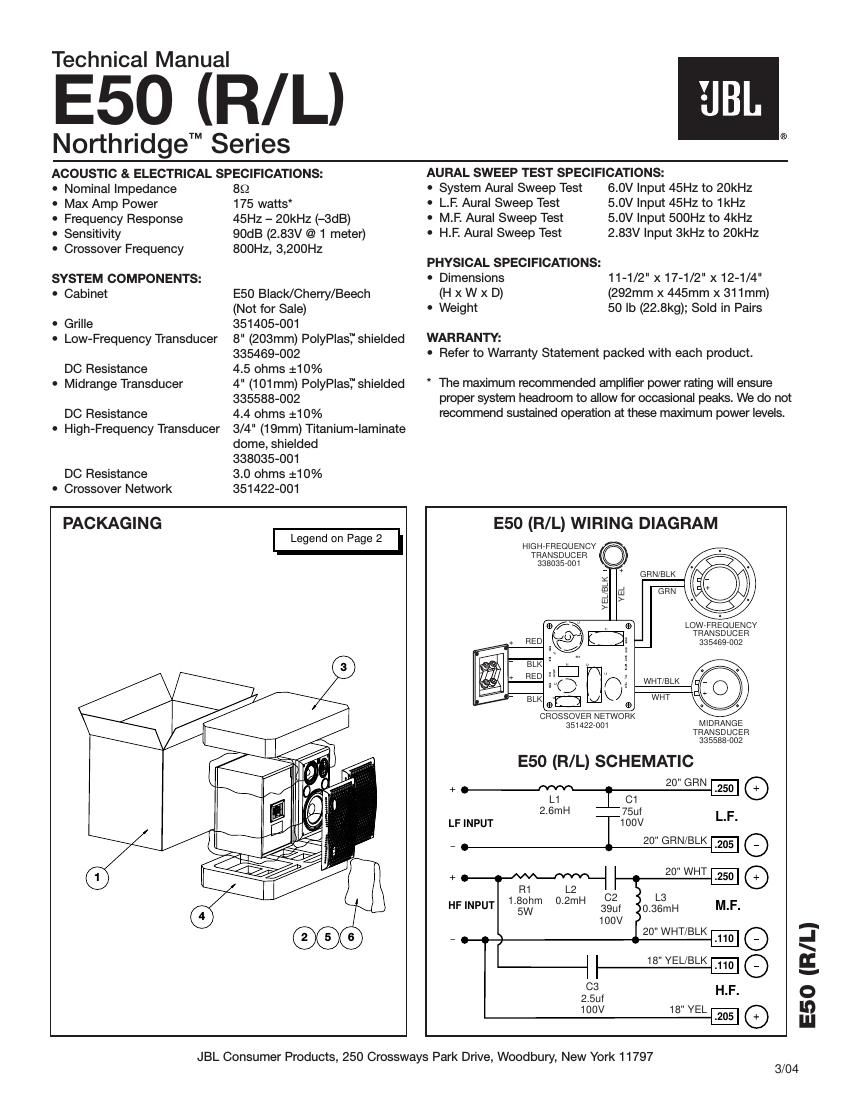 jbl e 50 lr service manual