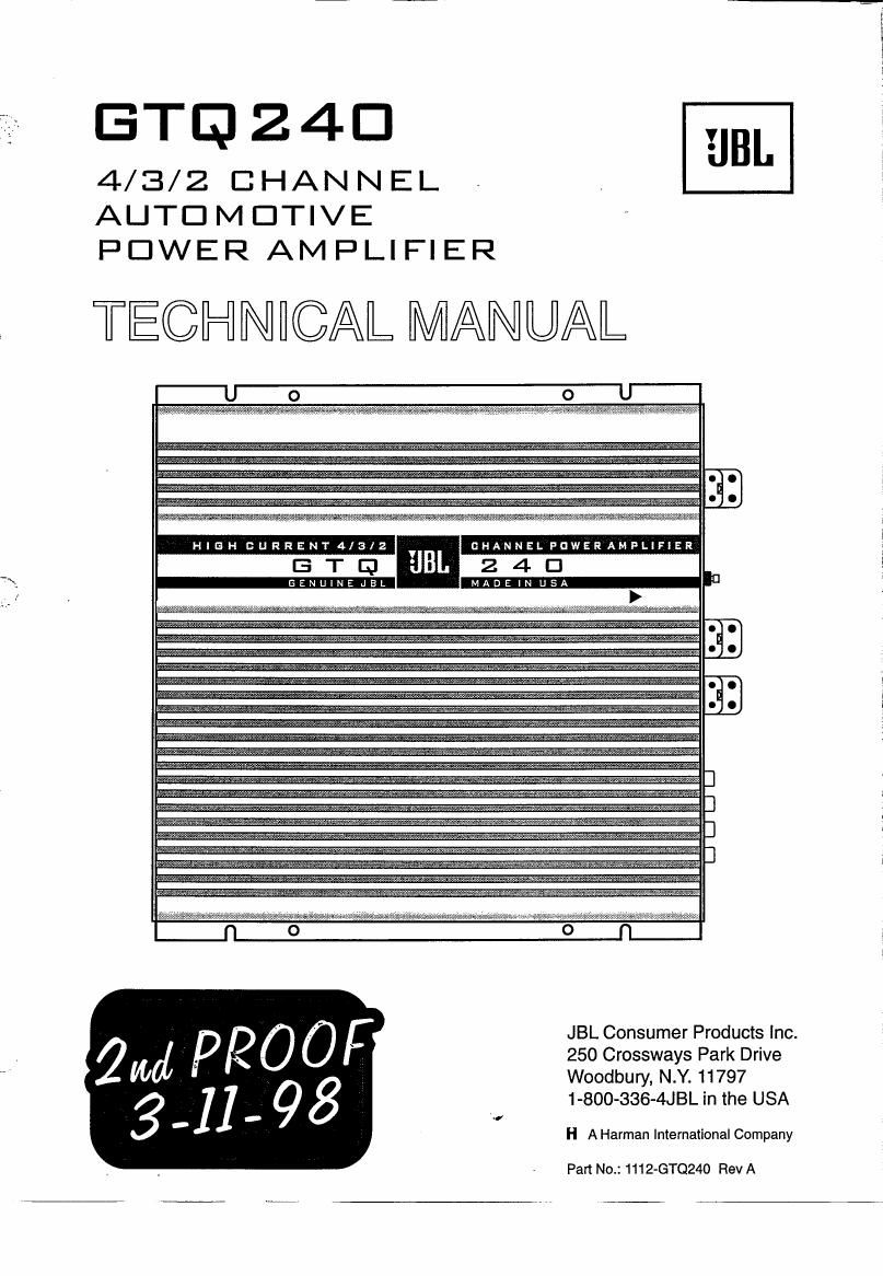 jbl gtq 240 service manual