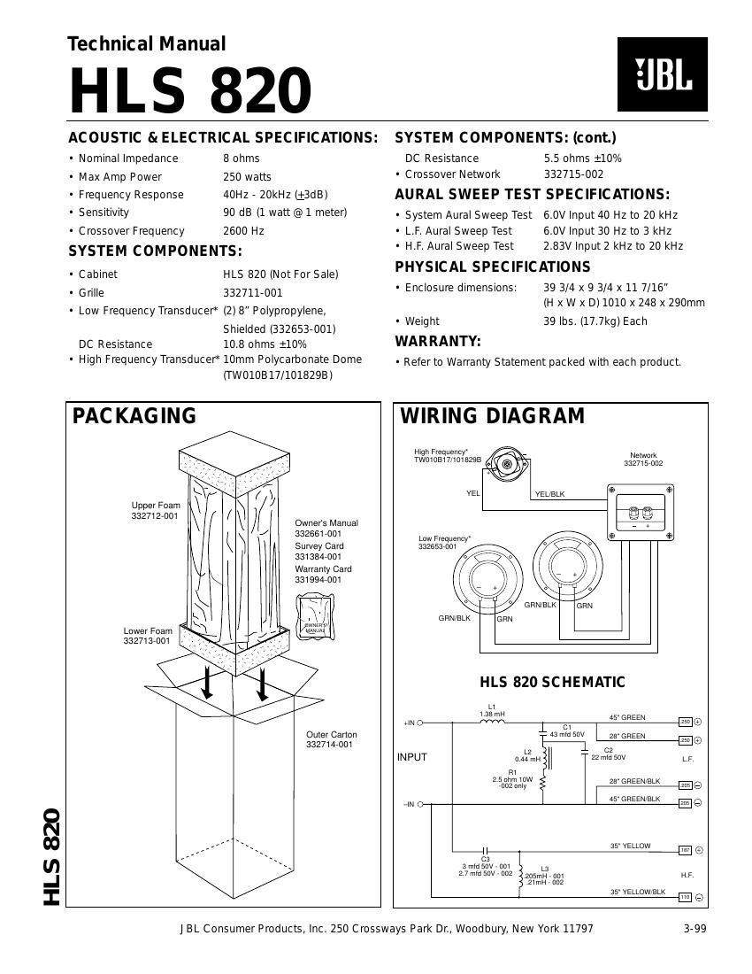 jbl hls 820 service manual