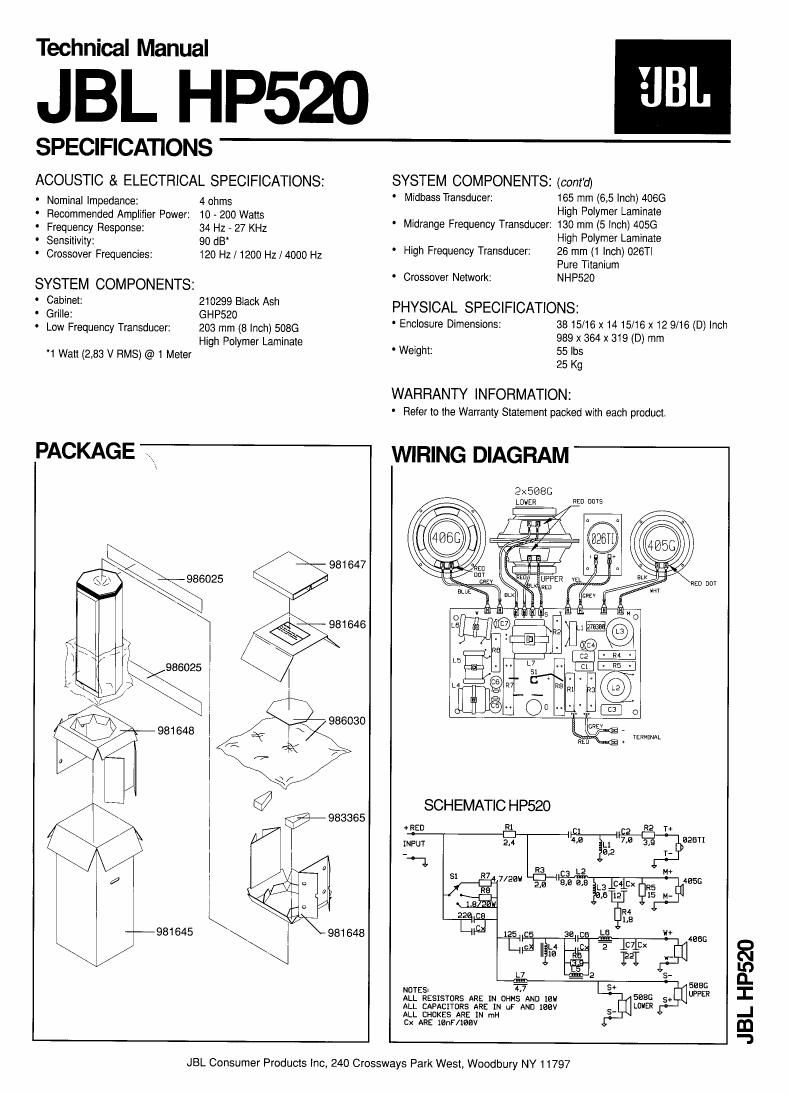 jbl hp 520 service manual