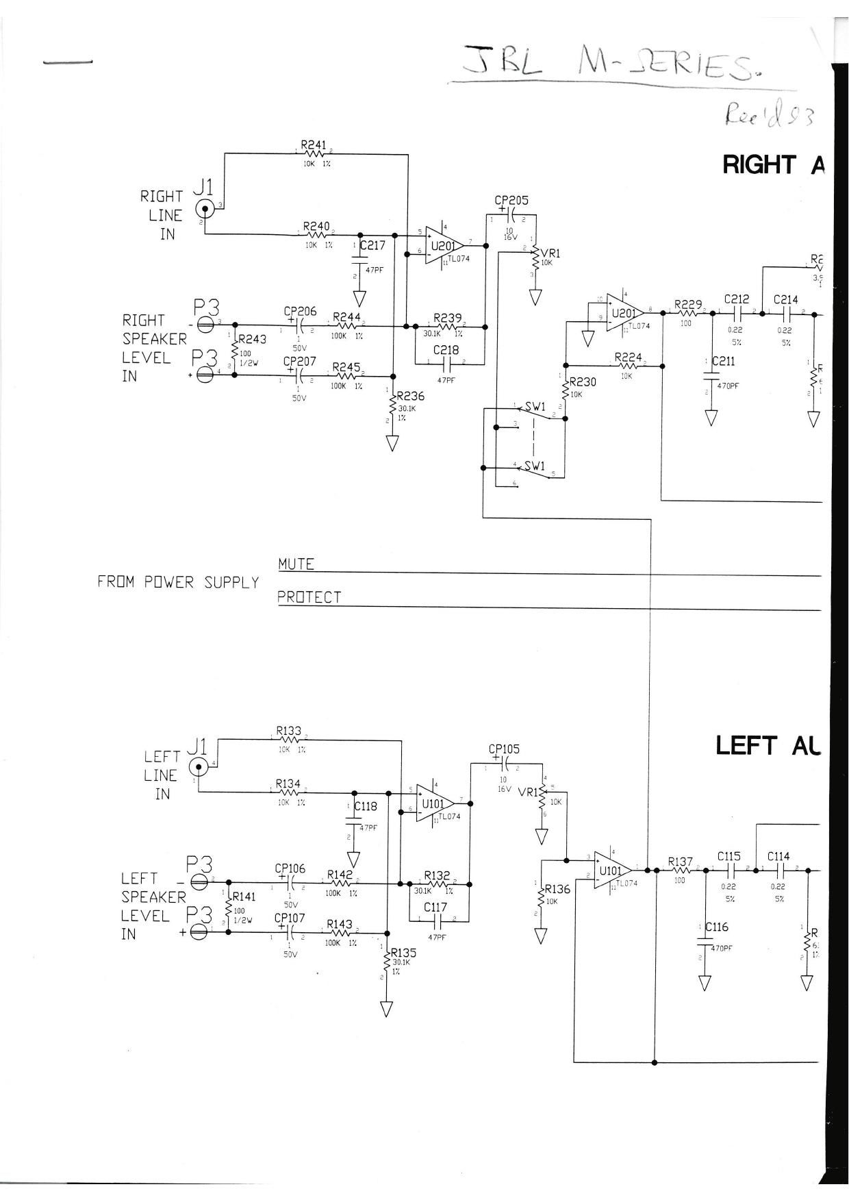 JBL M Series Schematic