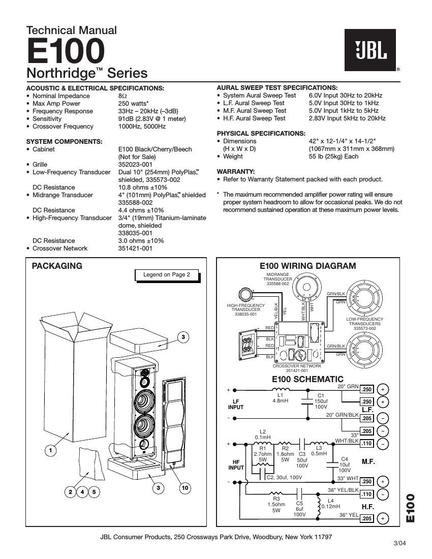 jbl northbridge e 100 service manual