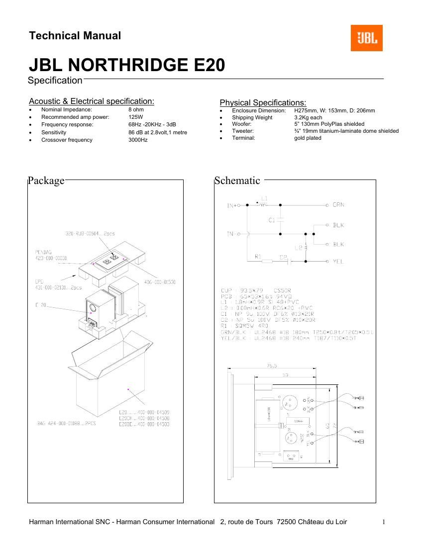 jbl northbridge e 20 service manual