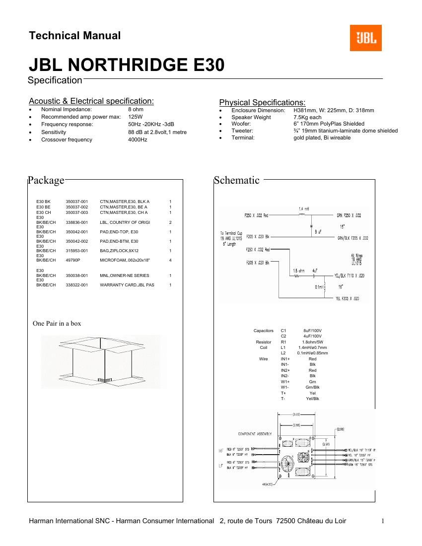 jbl northbridge e 30 service manual